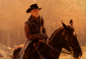 Image of Christopher Pike on a horse from "Valles Marineris" on Star Trek: Strange New Worlds.